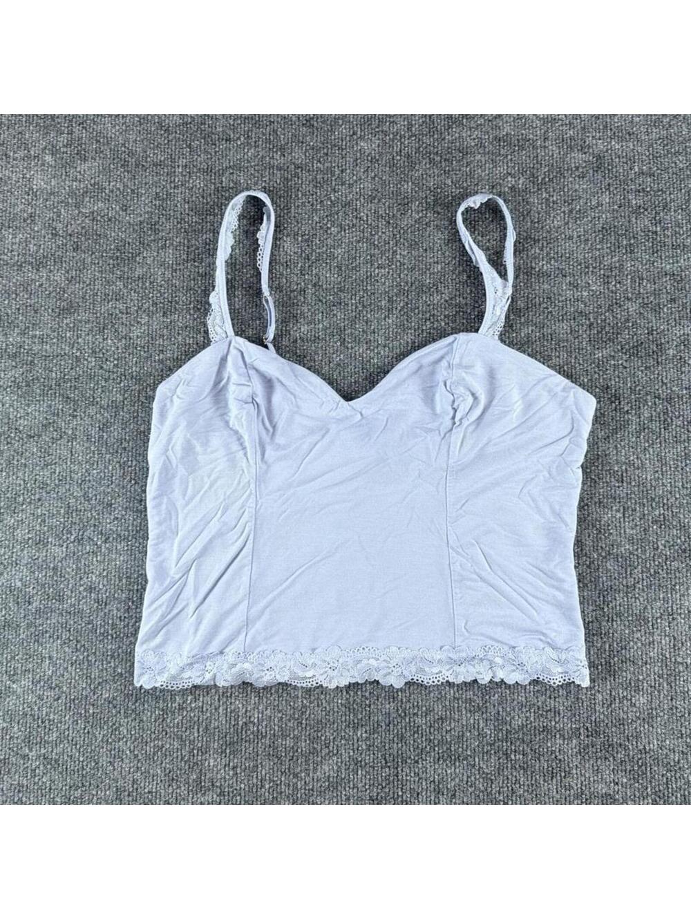 Victoria's Secret Light Blue Lace Trim Camisole Top Size L - Lavender, Summer
